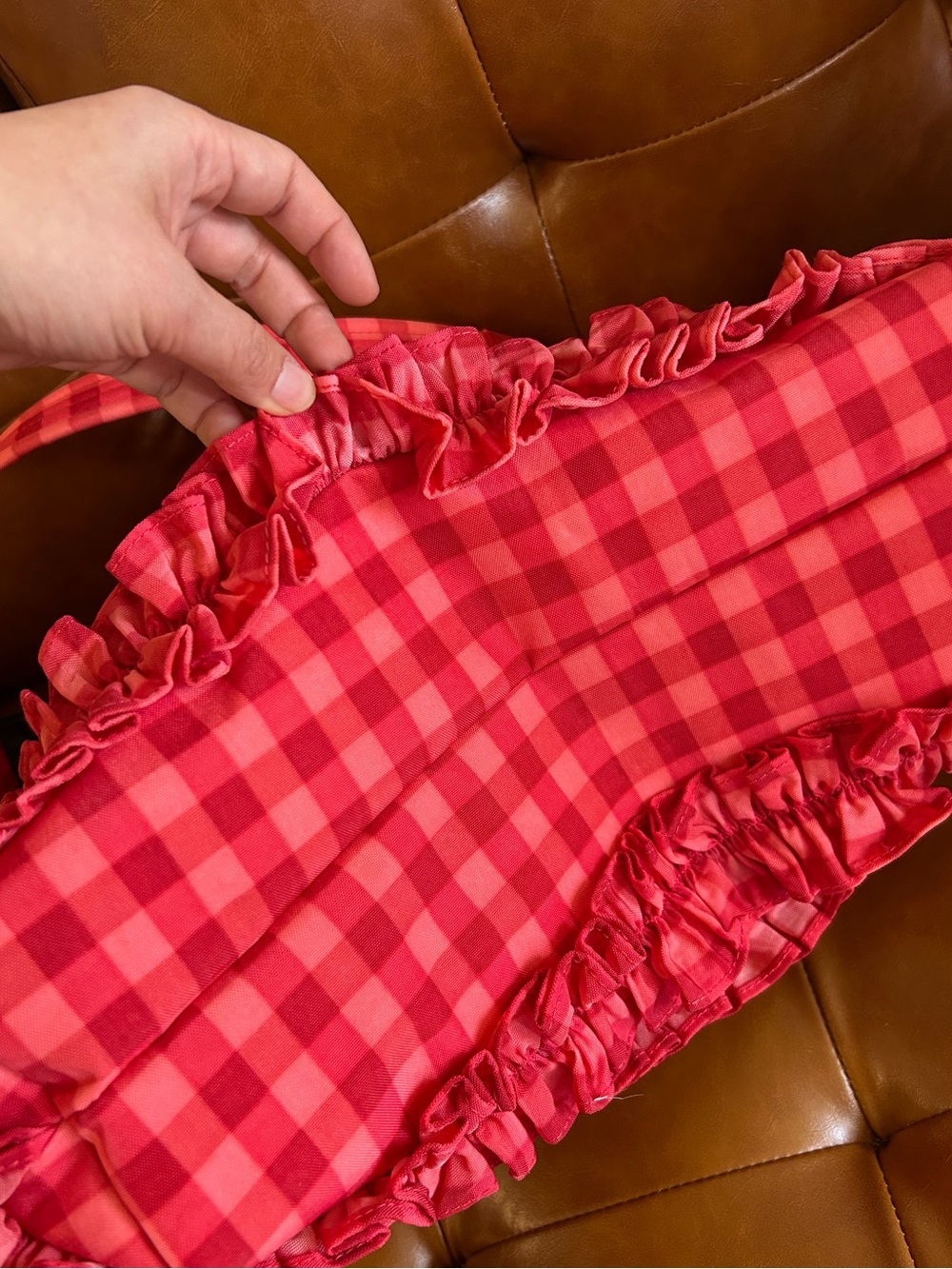 BAGGU x Molly Goddard Ruby Gingham Ruffle Shoulder Bag NWT - Picture 5 of 8